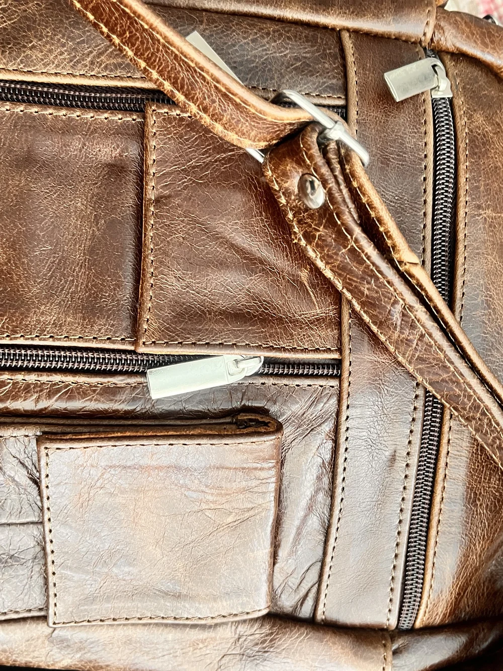 Men's Brown Leather Crossbody Shoulder Bag